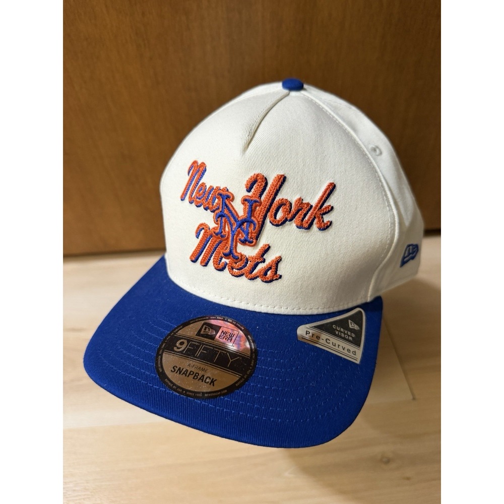 New York Mets New Era Chainstitch 9Fifty A-Frame Snapback Hat Blue Ivory